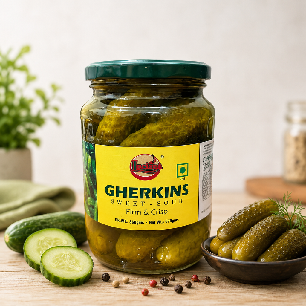 Luciana Gherkins Sweet & Sour 670g | Premium Pickled Cucumbers | Firm & Crisp