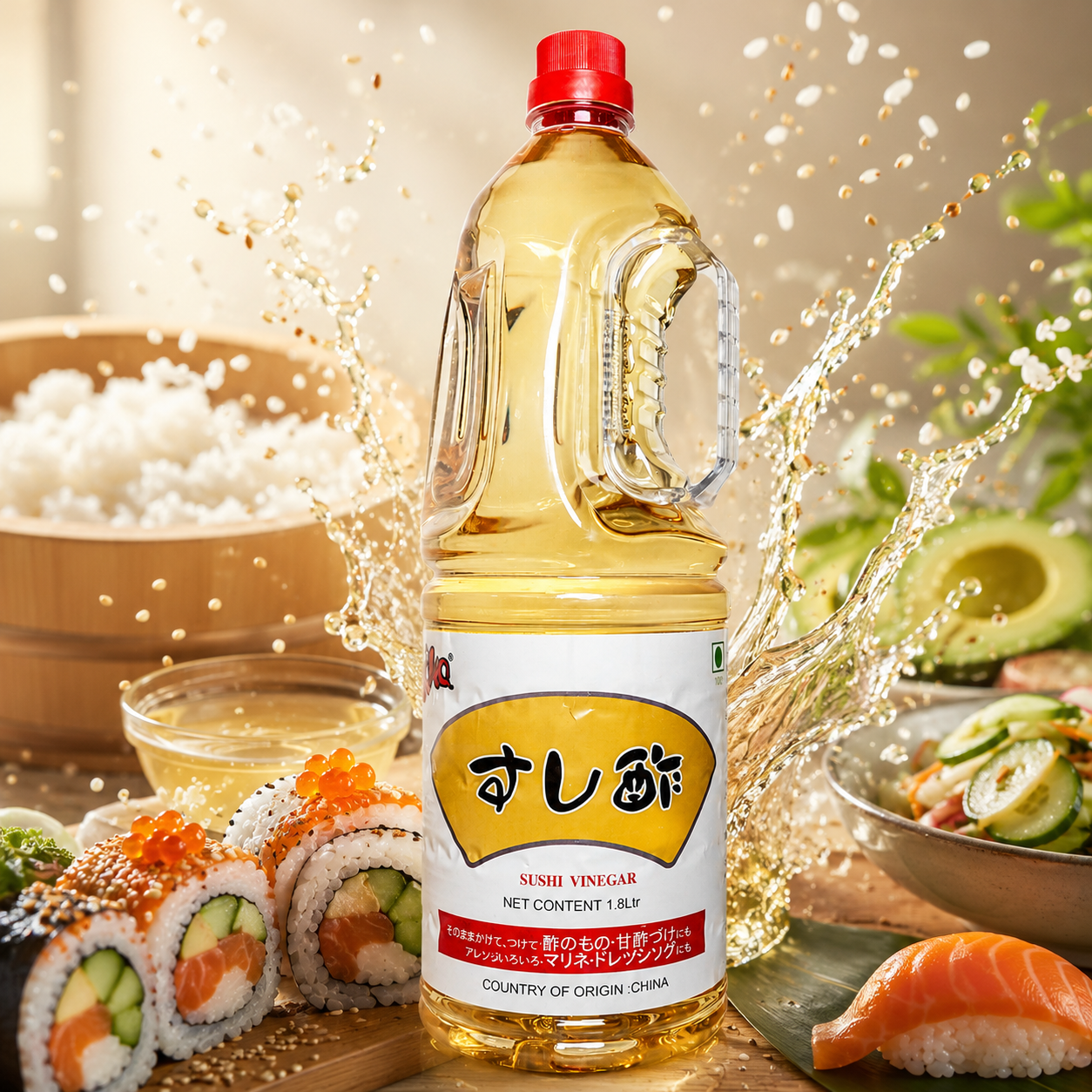 Yoka Sushi Vinegar 1.8L | Authentic Japanese Sushi Rice Vinegar | Perfect for Sushi Rice, Salads, Marinades & Pickling | 1800ml