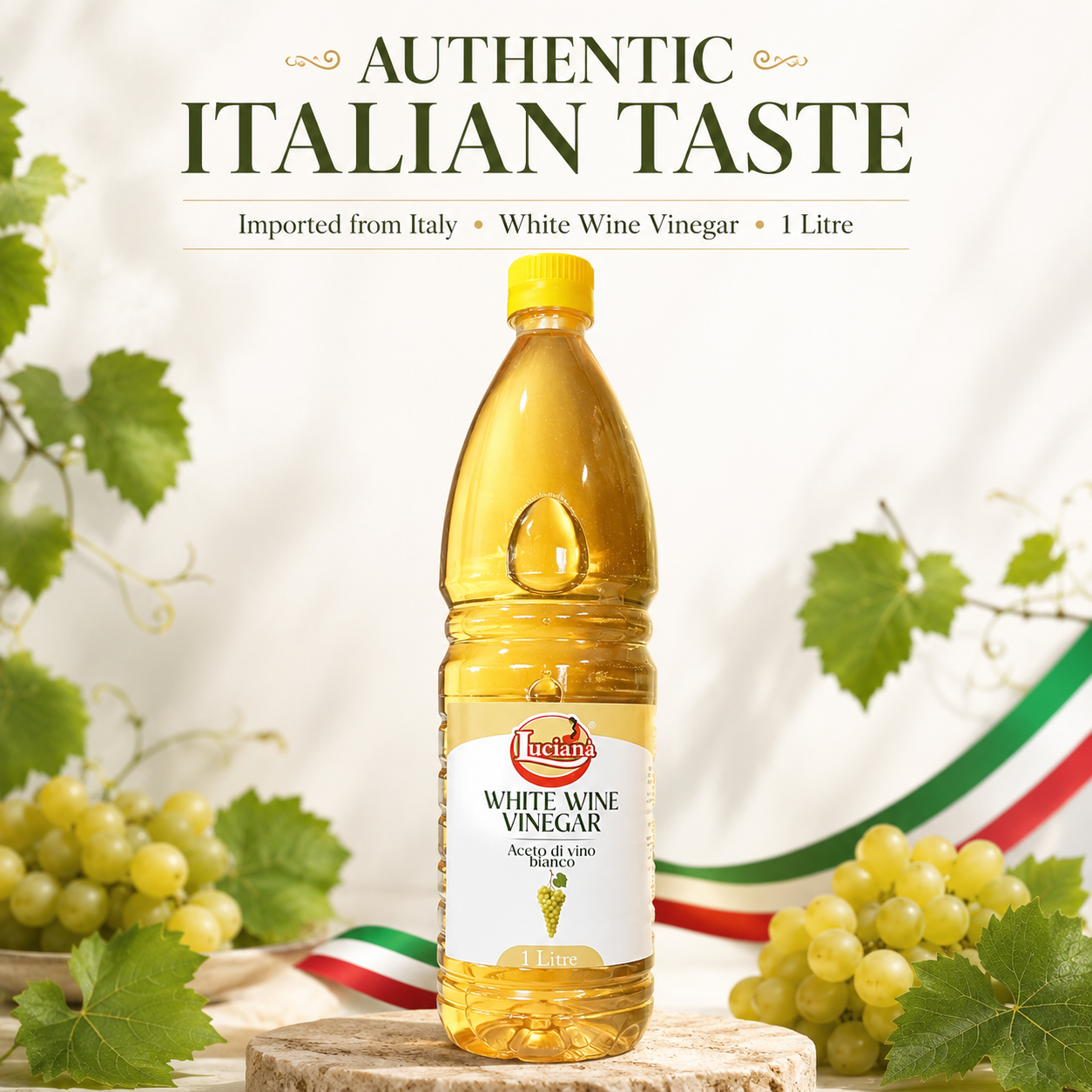 Luciana White Wine Vinegar 1 Litre | Authentic Italian Style White Wine Vinegar