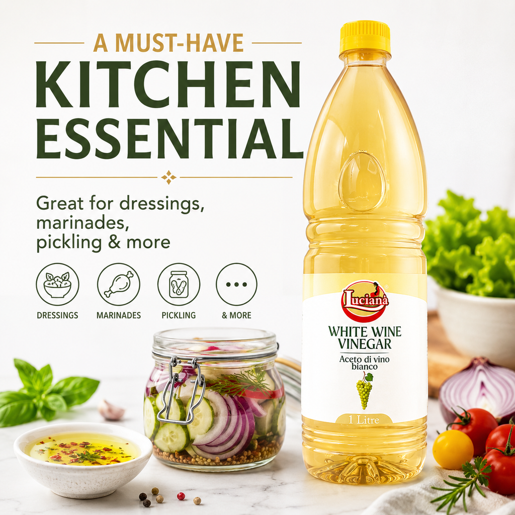 Luciana White Wine Vinegar 1 Litre | Authentic Italian Style White Wine Vinegar