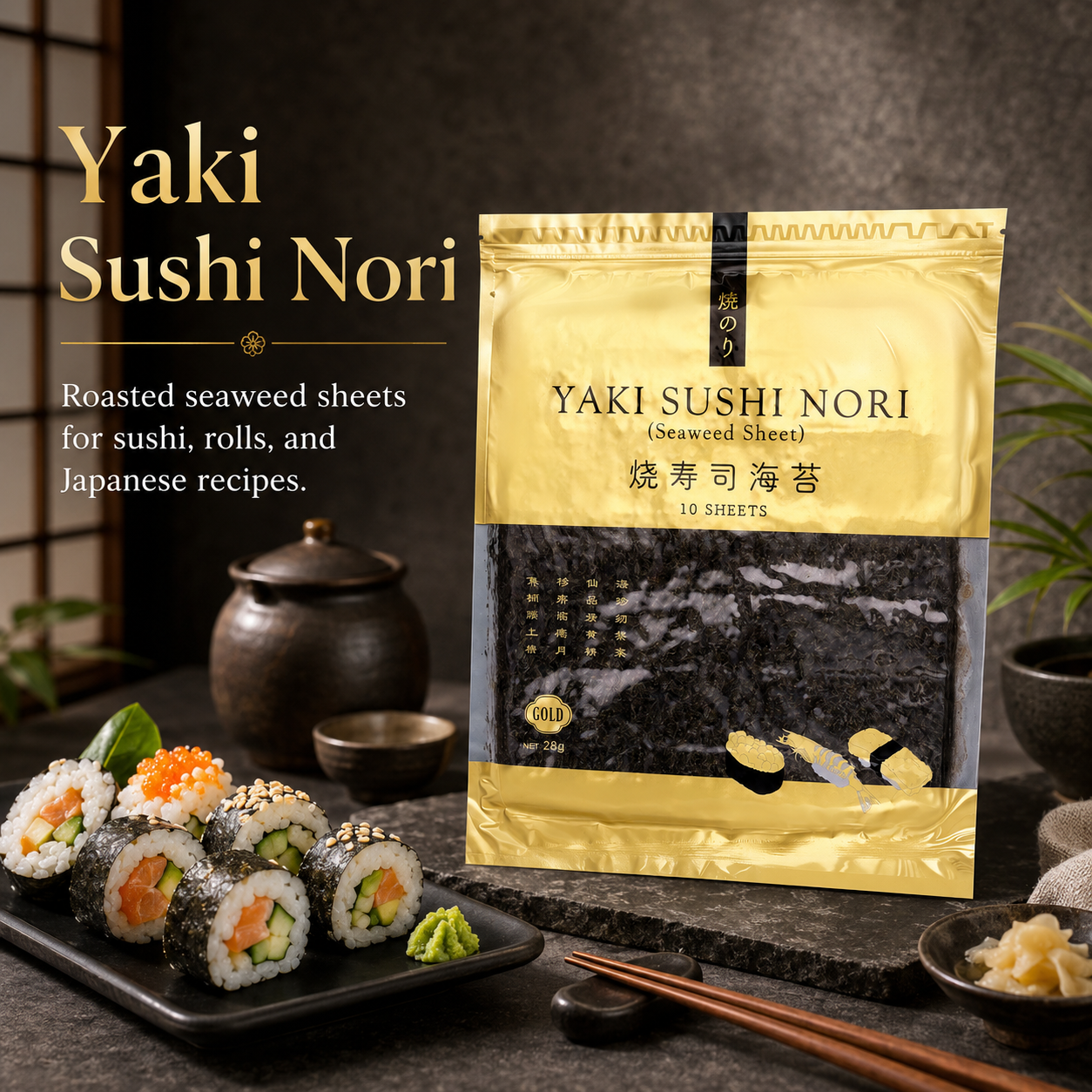 Gold Selection Yaki Sushi Nori Seaweed Sheets 10 Sheets (28g)