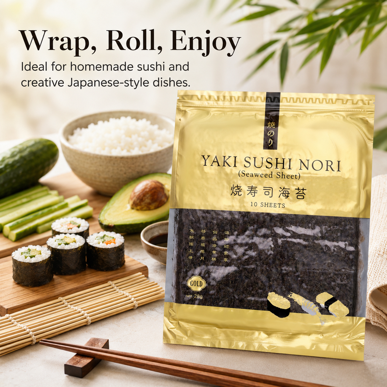 Gold Selection Yaki Sushi Nori Seaweed Sheets 10 Sheets (28g)
