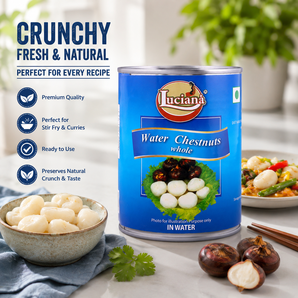 Luciana Whole Water Chestnuts in Water 567g | Ready to Use | Premium Quality | Perfect for Stir Fry, Curries & Asian Cuisine
