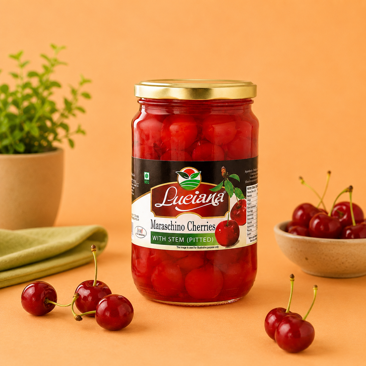 Luciana Maraschino Cherries (Pitted)