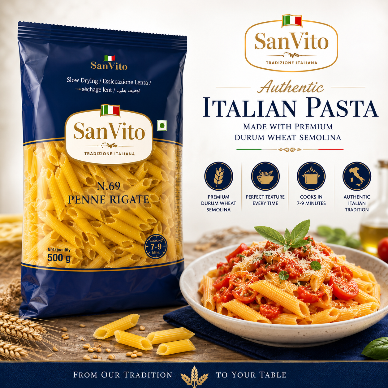 SanVito Penne Rigate Pasta (500g) | Authentic Italian Pasta