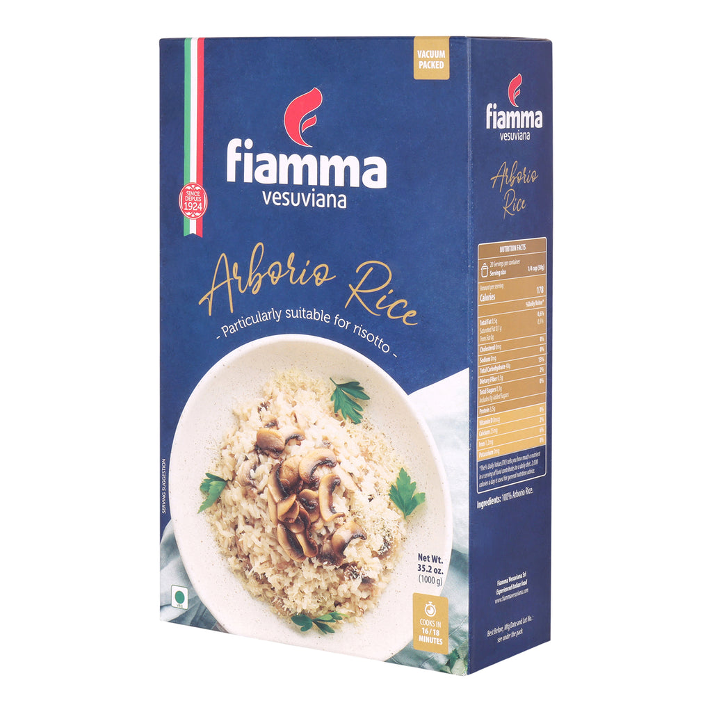 Fiamma Vesuviana Arborio Rice | Premium Italian Rice for Creamy Risotto | Vacuum Packed | 100% Arborio Rice | 1 kg