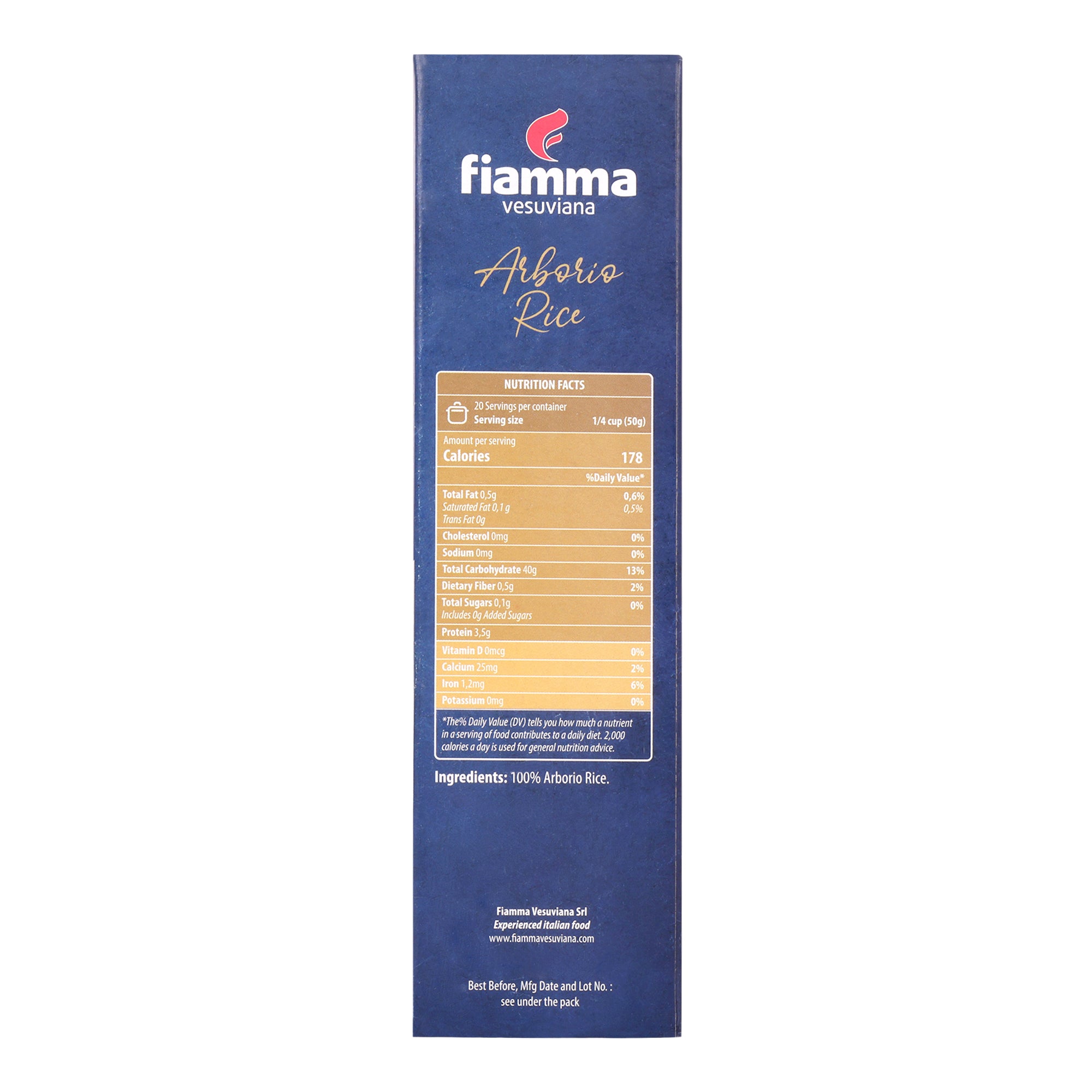 Fiamma Vesuviana Arborio Rice | Premium Italian Rice for Creamy Risotto | Vacuum Packed | 100% Arborio Rice | 1 kg