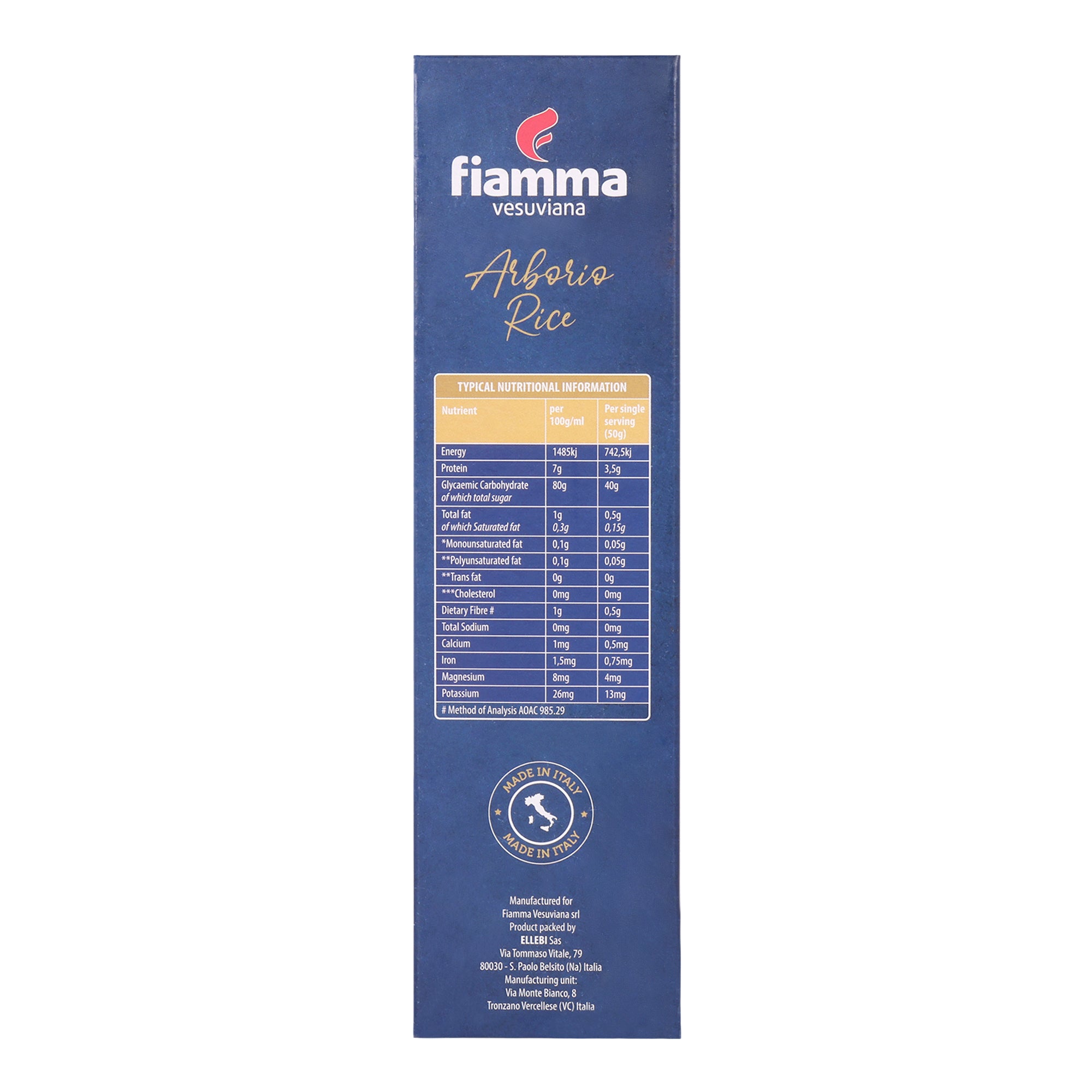 Fiamma Vesuviana Arborio Rice | Premium Italian Rice for Creamy Risotto | Vacuum Packed | 100% Arborio Rice | 1 kg