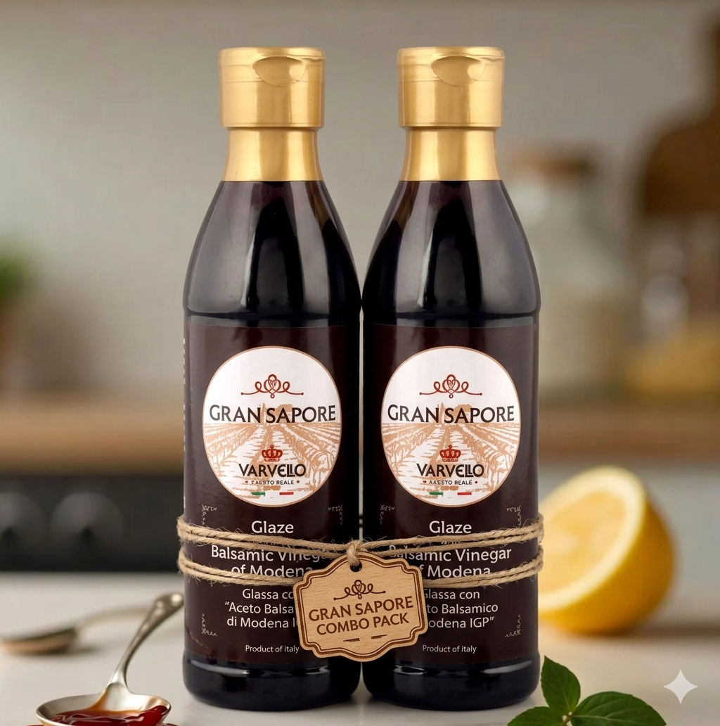 Varvello Gran Sapore Balsamic Glaze with Balsamic Vinegar of Modena IGP | Pack of 2