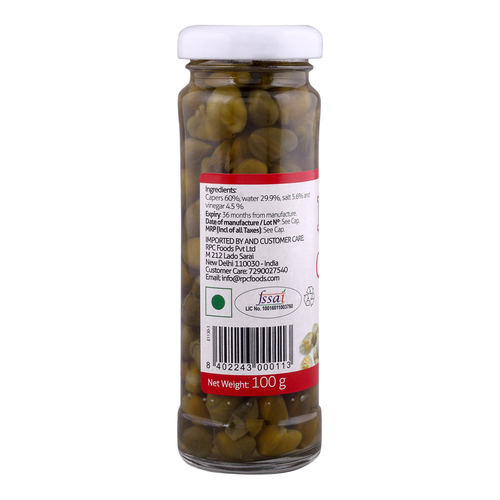 Luciana Capers in Brine | Premium Pickled Capers for Italian & Mediterranean Recipes | Ready to Use | Vegetarian 100g Pack of 2