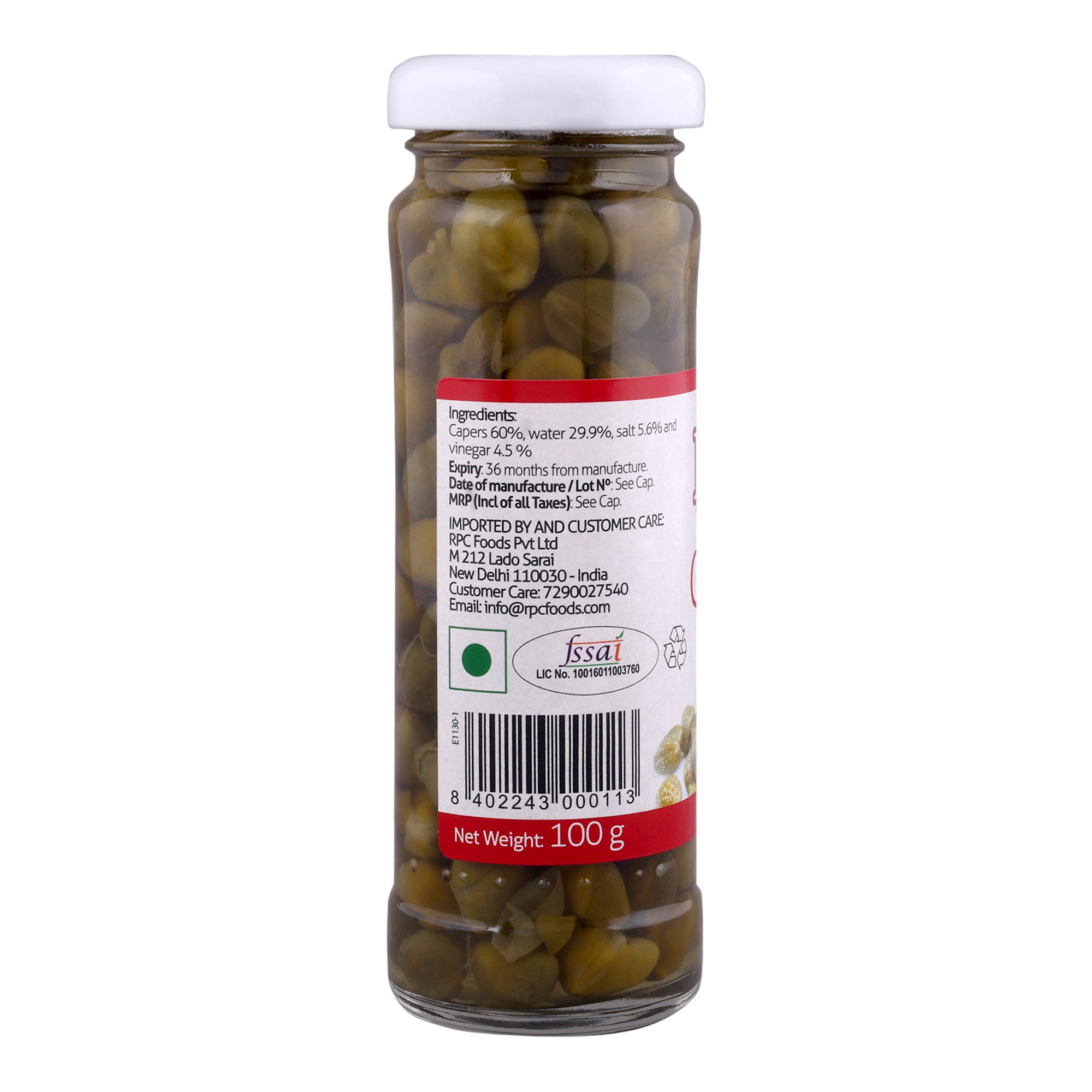 Luciana Capers in Brine | Premium Pickled Capers for Italian & Mediterranean Recipes | Ready to Use | Vegetarian 100g Pack of 2