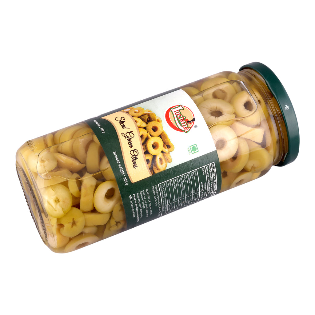 Luciana Sliced Green Olives for Pizza, Pasta & Salads | 454 g