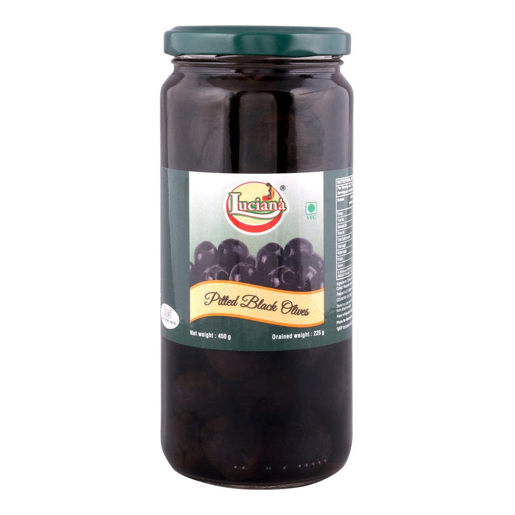 Luciana Pitted Black Olives | Ready-to-Use Seedless Black Olives for Pizza, Pasta & Salads