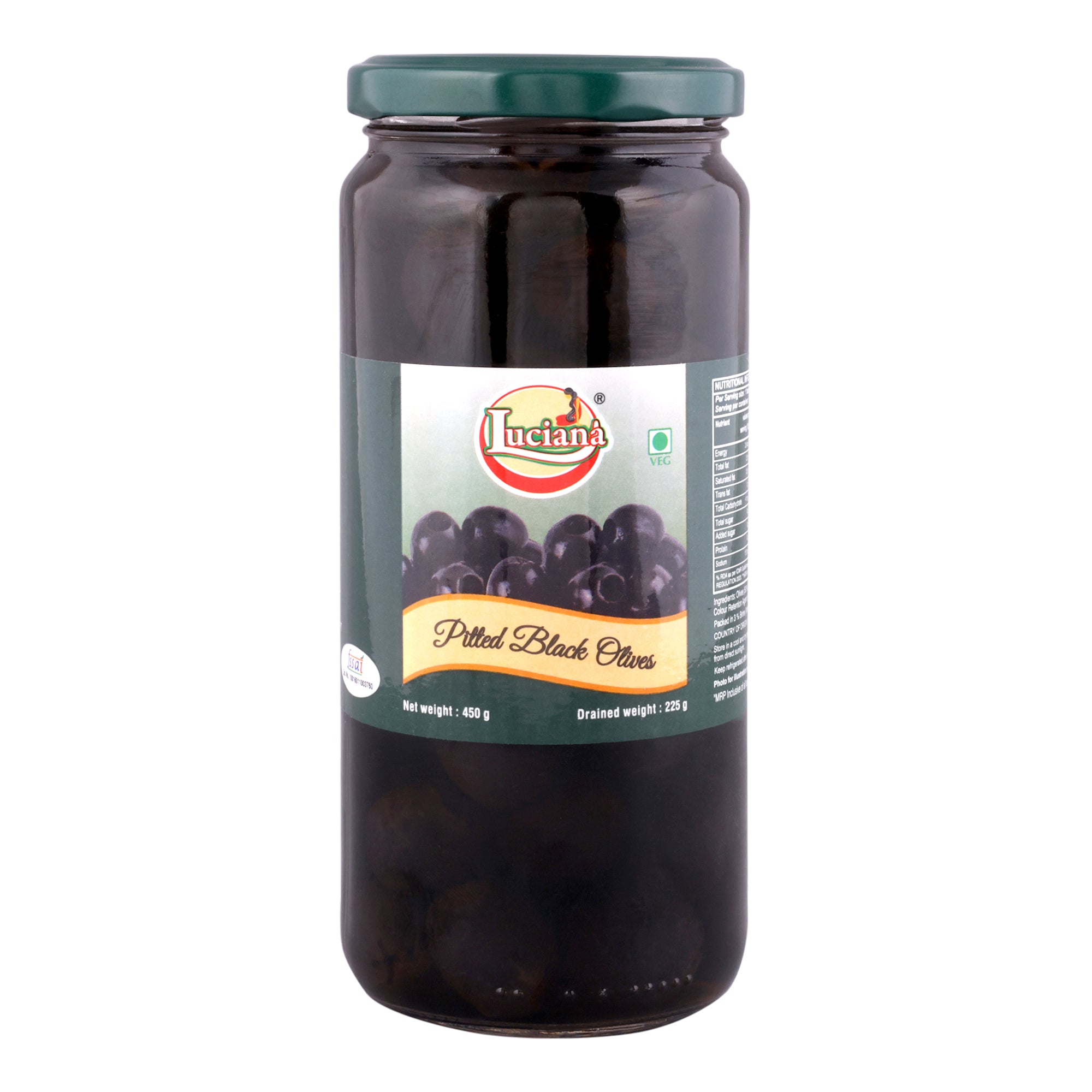 Luciana Pitted Black Olives | Ready-to-Use Seedless Black Olives for Pizza, Pasta & Salads