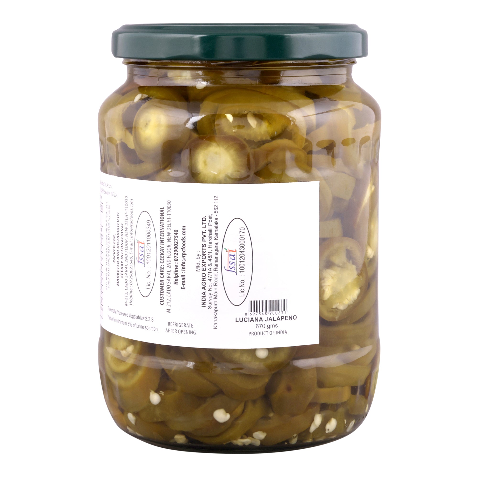 Luciana Sliced Jalapeno Peppers | Ready-to-Use Pickled Jalapeno Slices | 3kg