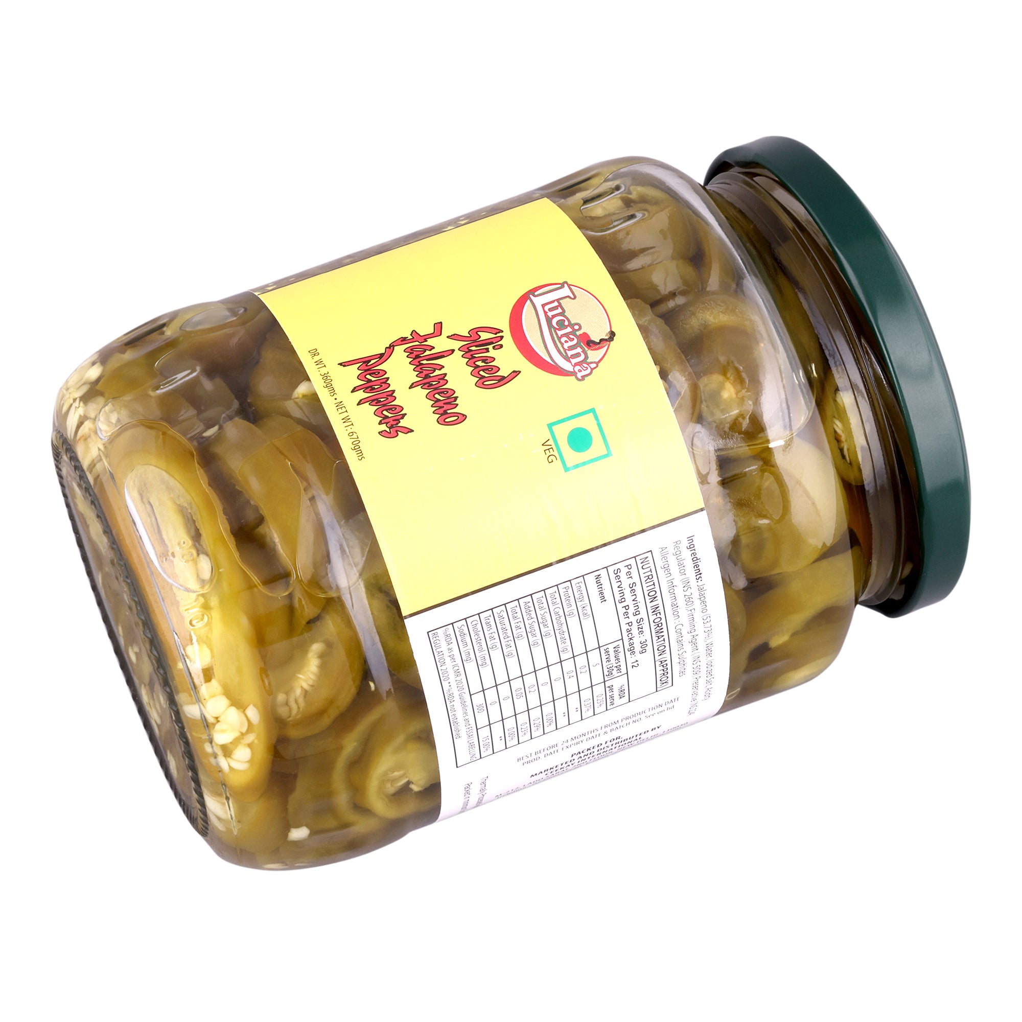Luciana Sliced Jalapeno Peppers | Ready-to-Use Pickled Jalapeno Slices | 3kg