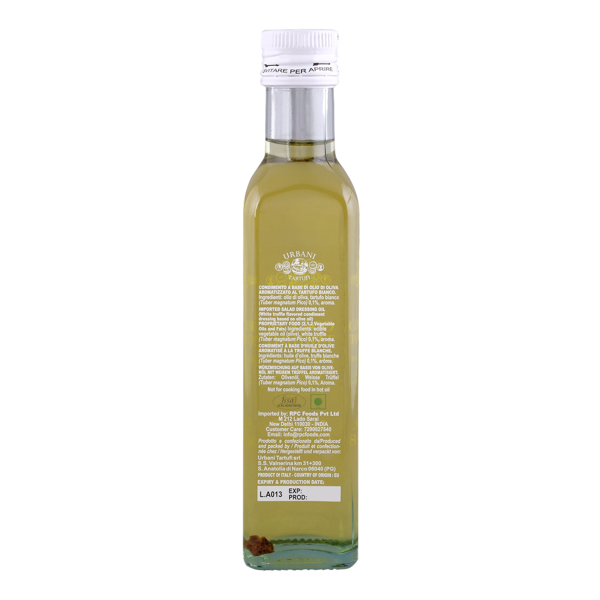 Urbani Goce di Tartufo White Truffle Flavoured Olive Oil | Italian Gourmet Condiment | 250 ml