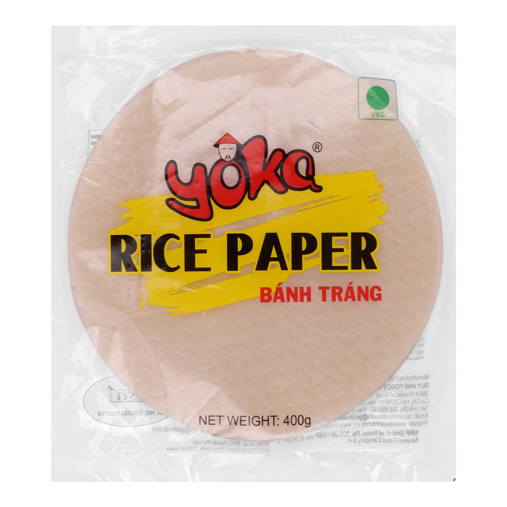 Yoka Rice Paper Sheets| Thin Rice Wrappers for Spring Rolls & Wraps | Veg | 400 g